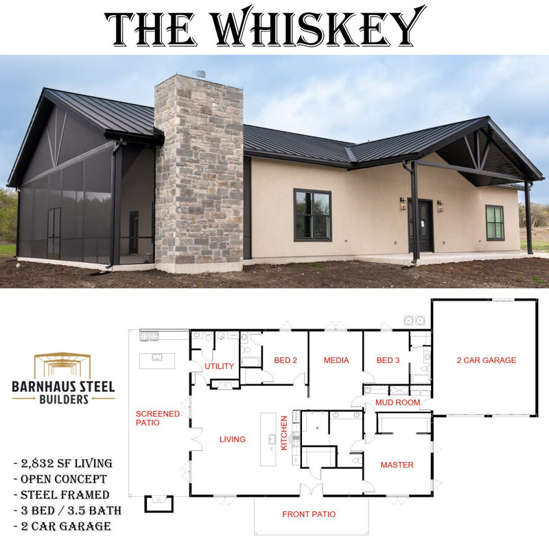 The Whiskey Barndominium: A Modern Steel Framed Farmhouse