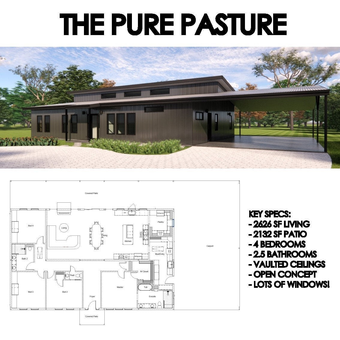 Modern Farmhouse Barndominium Plan