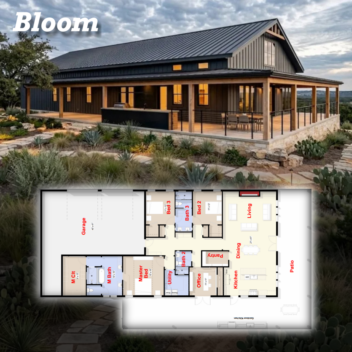 Bloom | Modern Barndominium Plan
