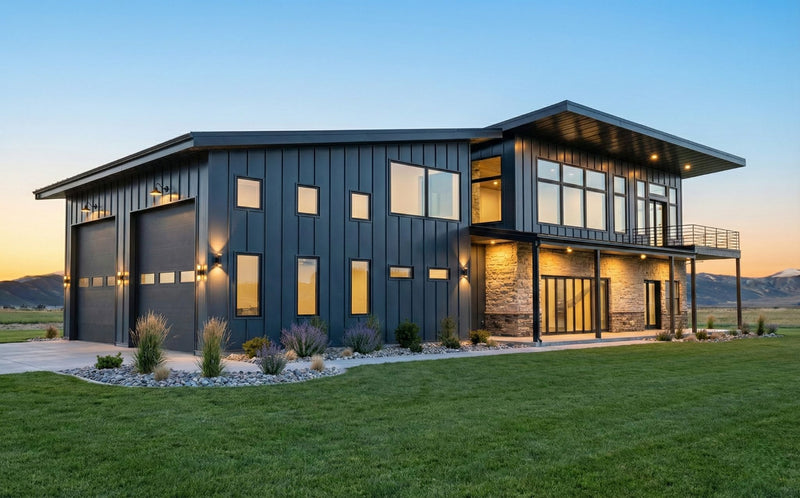 The Apex | Modern Industrial Barndominium Plan with Shop