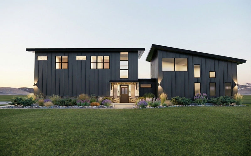 The Apex | Modern Industrial Barndominium Plan with Shop
