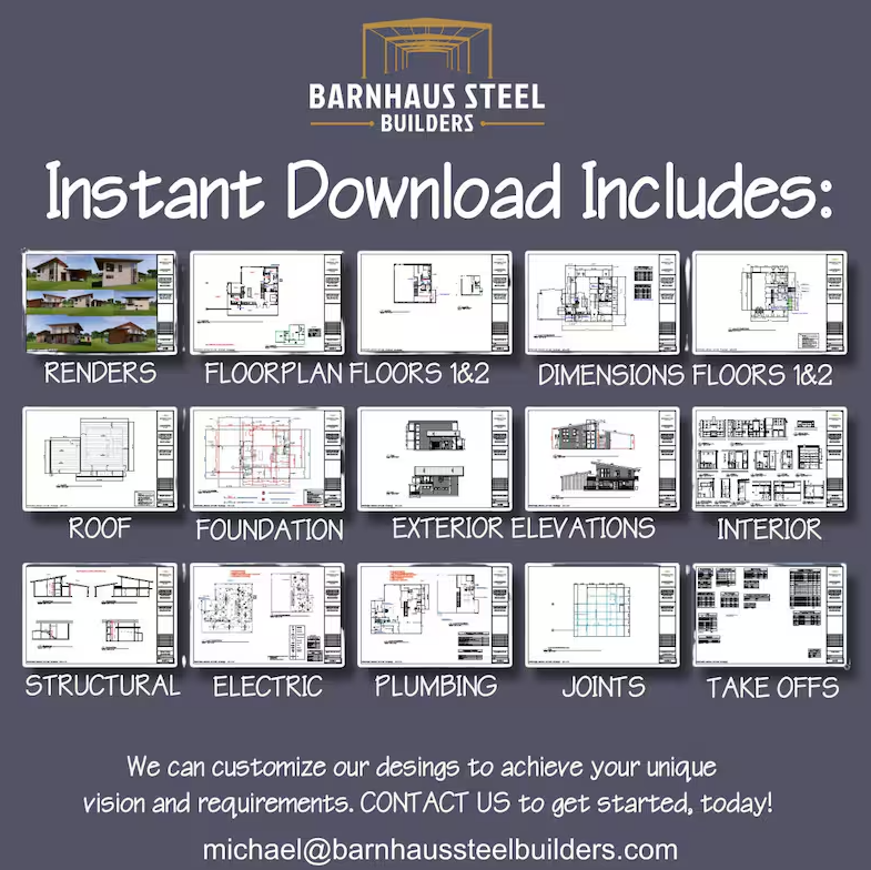 The Villa | Mid-Century Modern Barndominium Plan