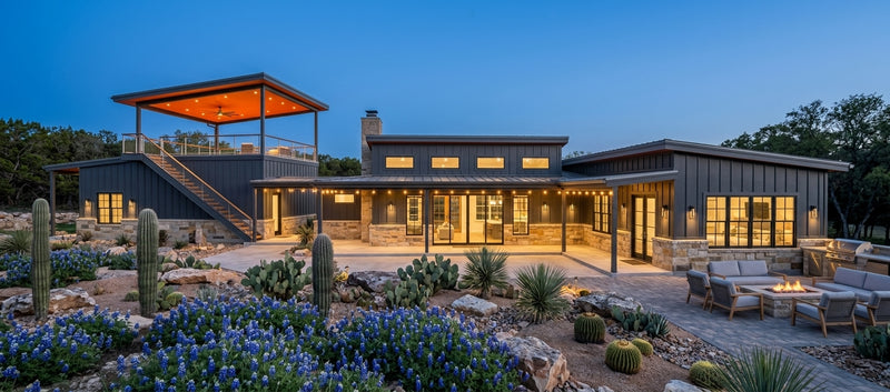 The Ranch View | Modern Desert Steel Barndominium Plan
