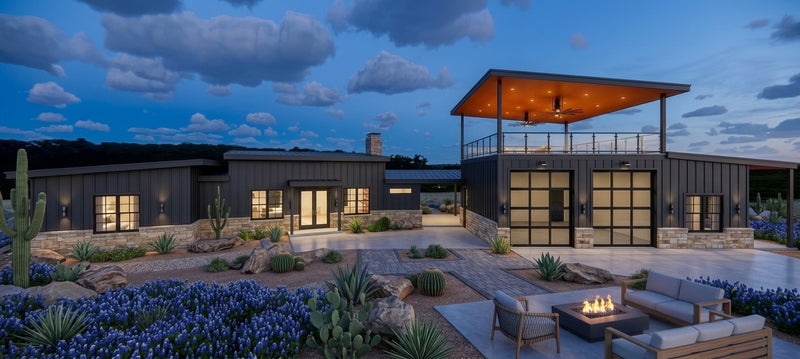 The Ranch View | Modern Desert Steel Barndominium Plan