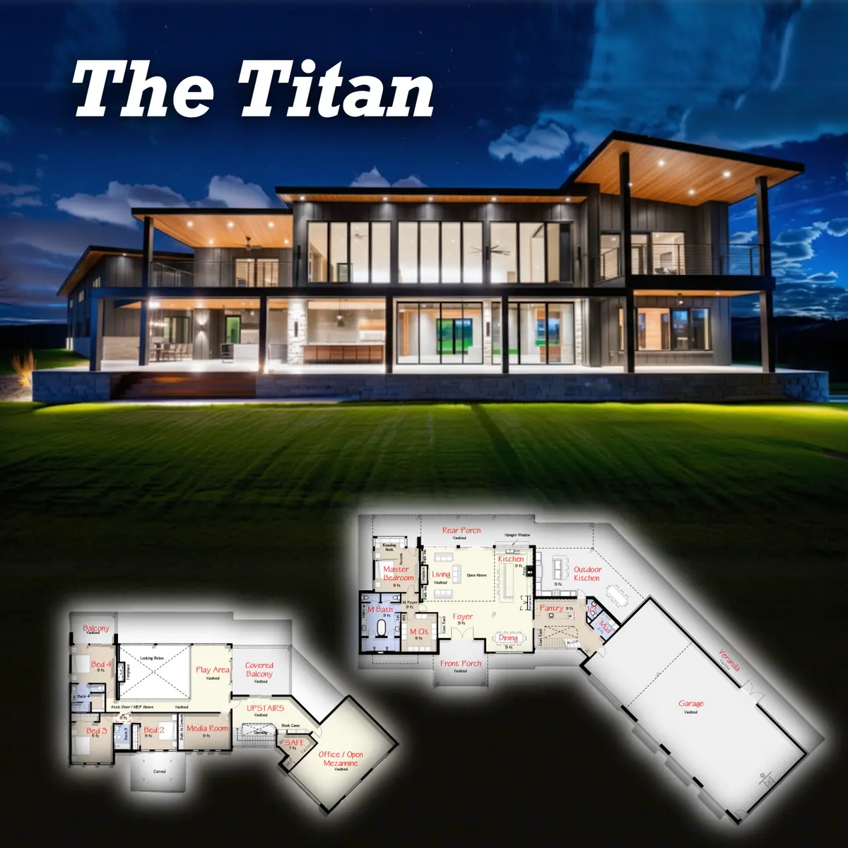 The Titan | Luxury Modern Steel Barndominium Plan with Shop