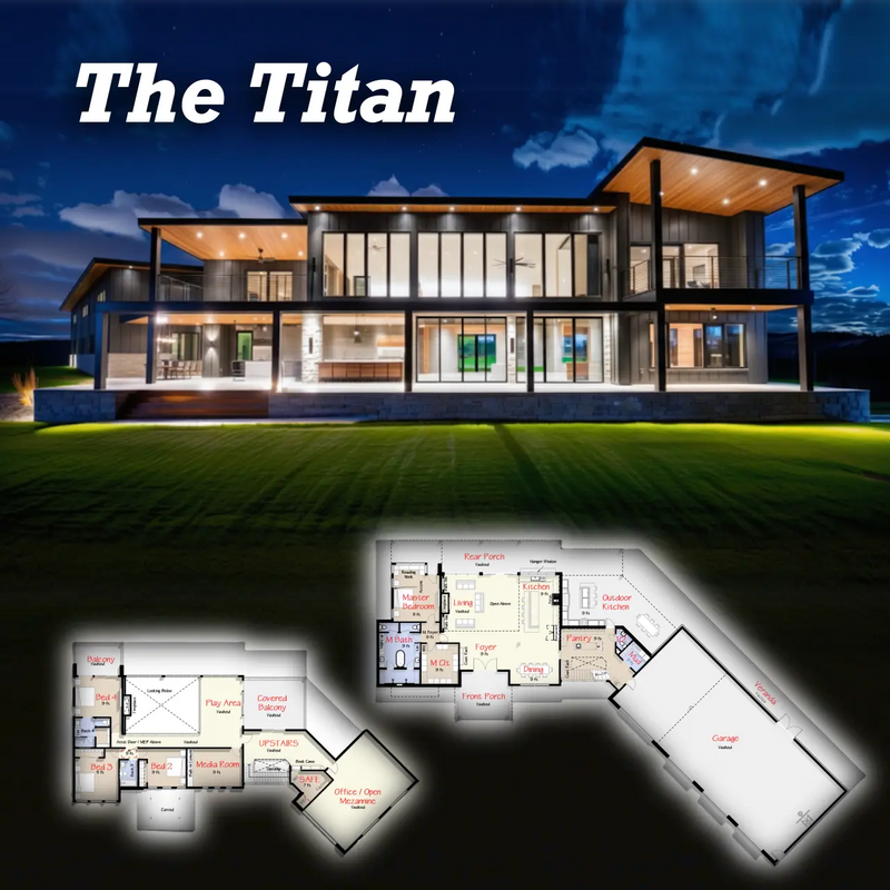 The Titan | Luxury Modern Steel Barndominium Plan with Shop