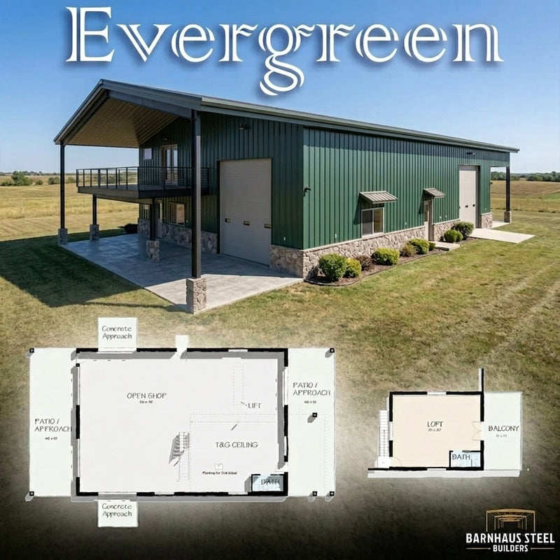 The Evergreen Barndominium Shop with Studio Loft