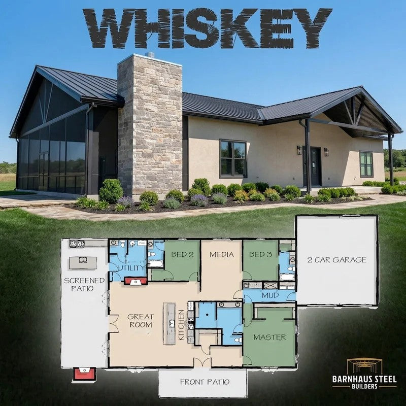 The Whiskey Barndominium: A Modern Steel Framed Farmhouse